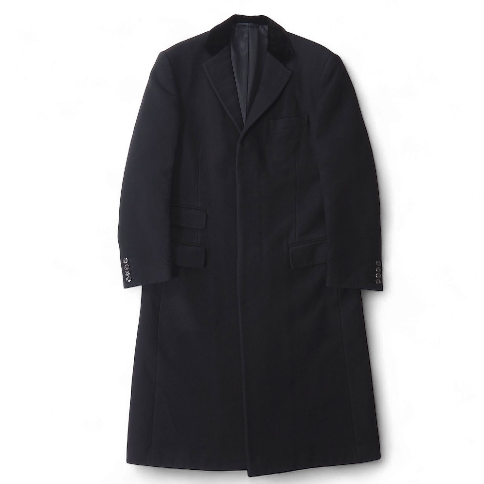 ラルフローレンパープルレーベル Ralph Lauren Purple Label ウール アンゴラ キャッシュゴラ チェスターコート US40 EU50 ブラック メンズ 5-ZJ028