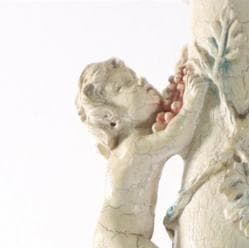 イタリア製 天使の彫刻 サイドテーブル 樹脂製 シャビーシック ロココ