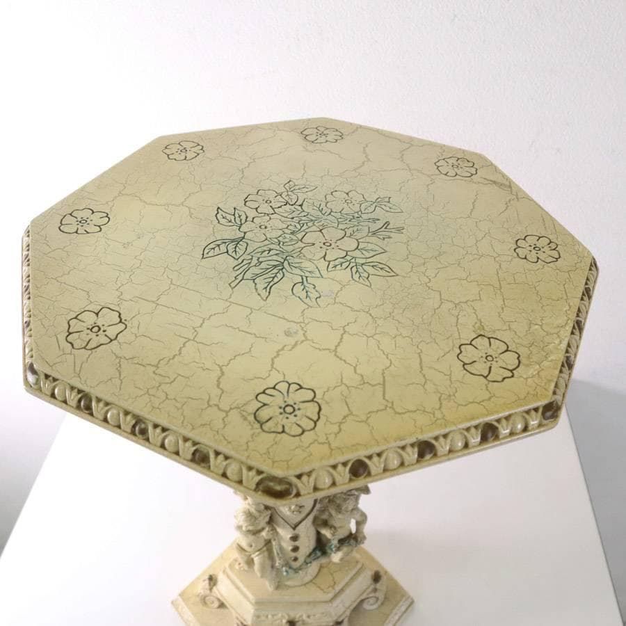 イタリア製 天使の彫刻 サイドテーブル 樹脂製 シャビーシック ロココ