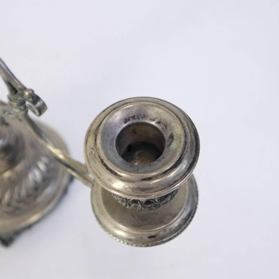 フレンチアンティーク 3灯 キャンドルホルダー シルバー色 ロココ 姫系