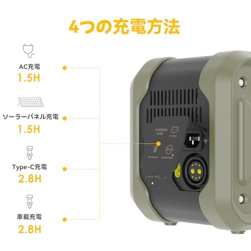GOLDENMATE Thunder 280 ポータブル電源 277Wh リン酸鉄リチウムイオン電池 定格450W USB-A C 内蔵BMS電池保護 長寿命 高耐久 LEDライト ディスプレイ アプリ付 キャンプ 車中泊 アウトドア 停電対策 防災グッズ 非