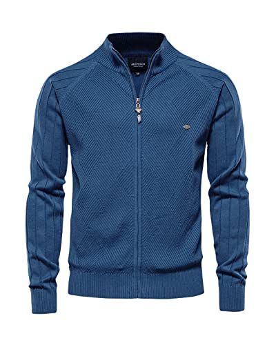 TopIsm トップイズム ゴルフウェア メンズ ニット セーター ゴルフ フルジップアップ 長袖 ジャケット トップス リブ編み 無地 秋冬