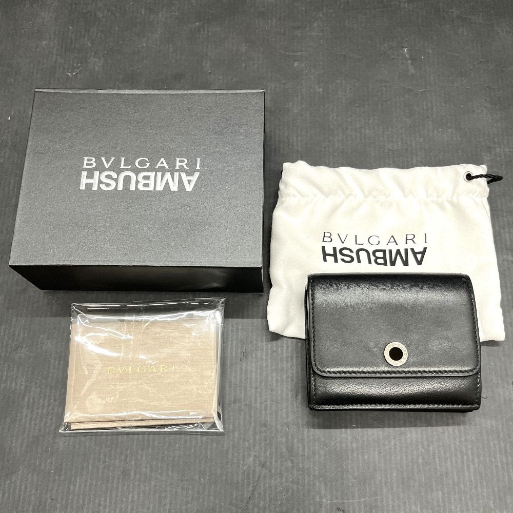 06 w 15747 ブルガリ BVLGARI × AMBUSH 三つ折り財布 ブラック 箱有 レザー 品