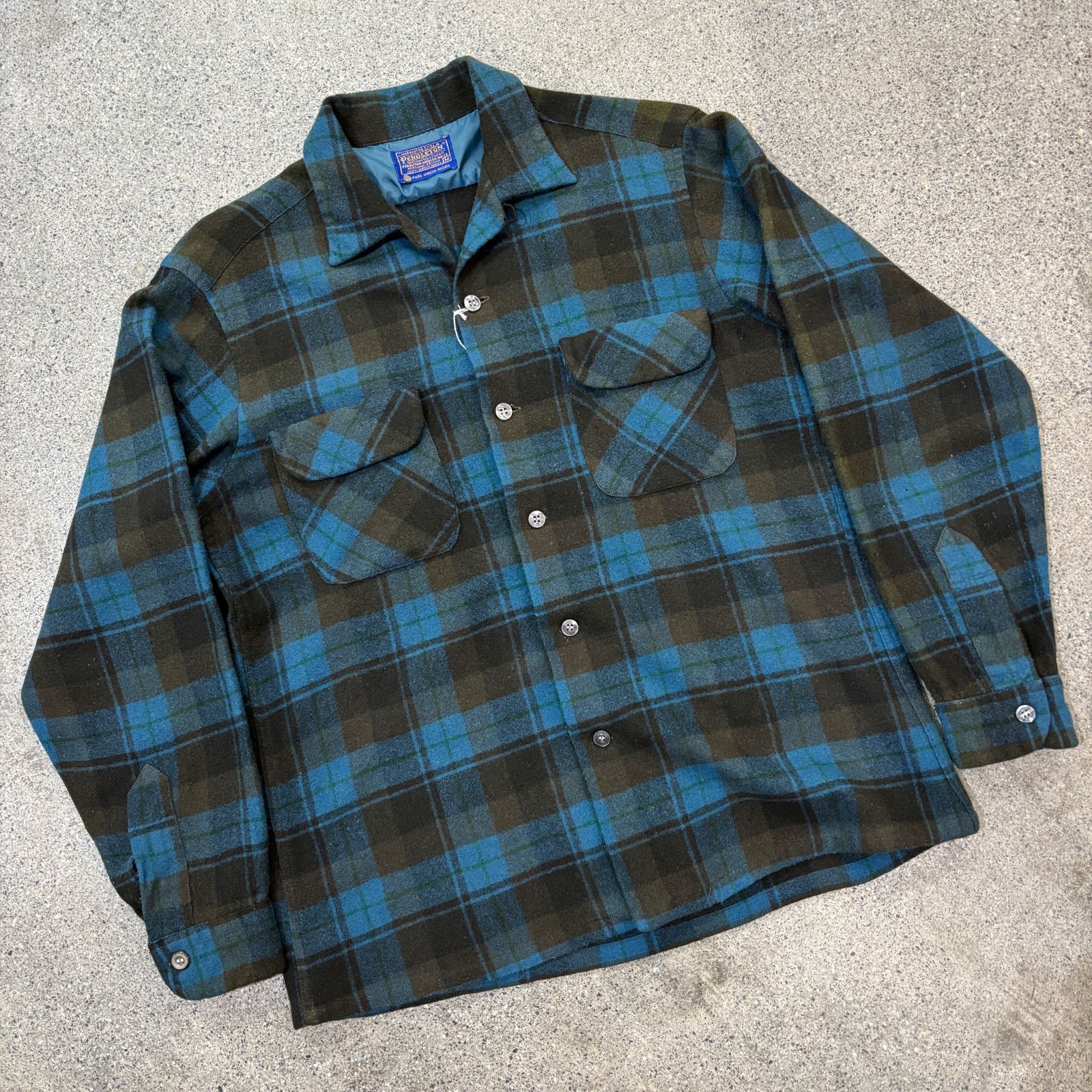 Pendleton 60s Wool Board Shirt M Good Pattern
