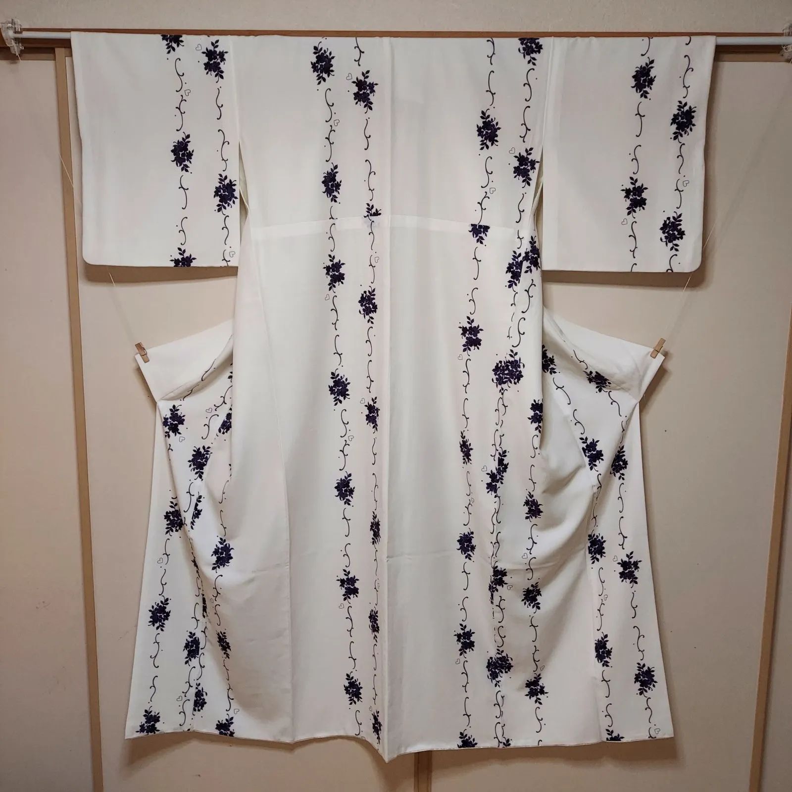 ポリエス in style 小紋着物 袷 広衿 SEIKO MATSUDA 洗える着物 トールサイズ 裄68 5 cm 丈166