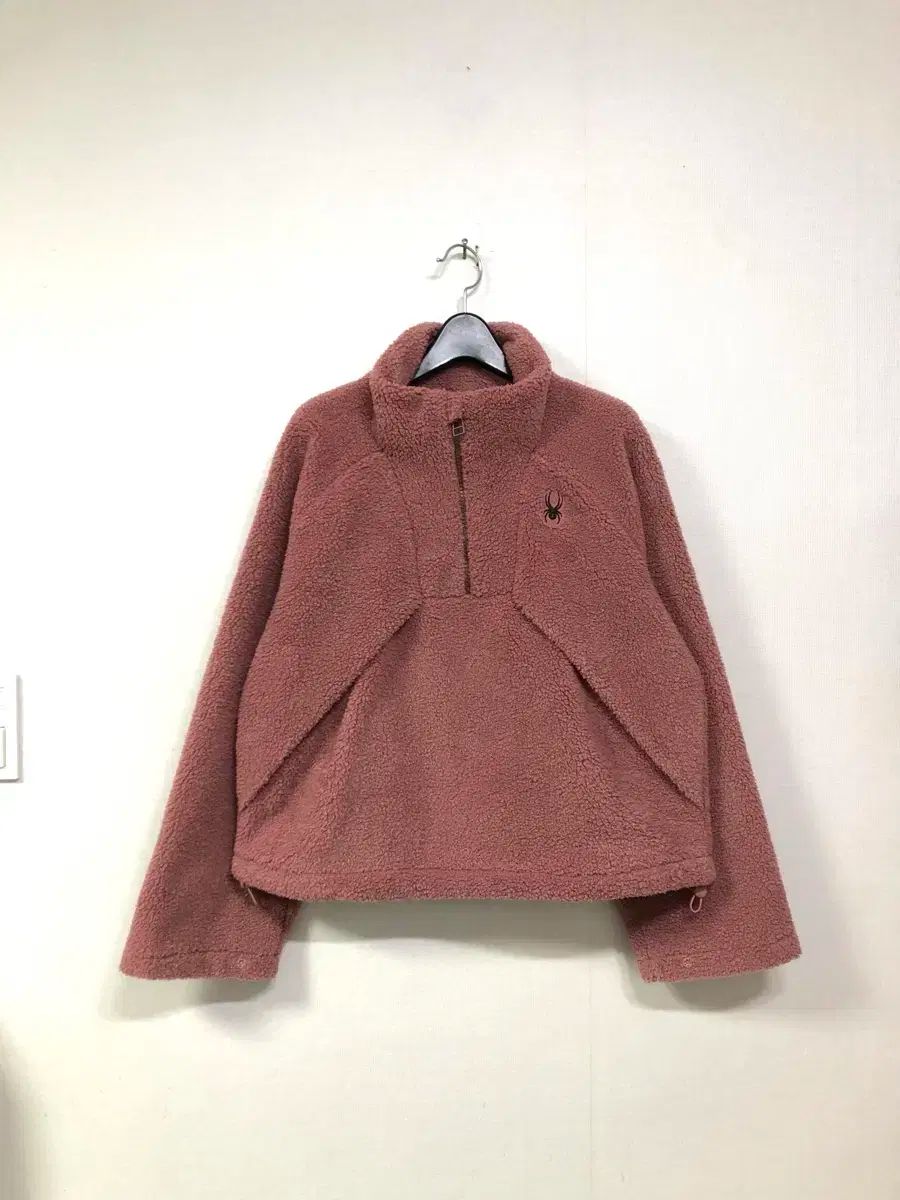 スパイダー レディース オーバーサイズ ハイネック フリース ボア ハーフジップ _ インディーピンク S