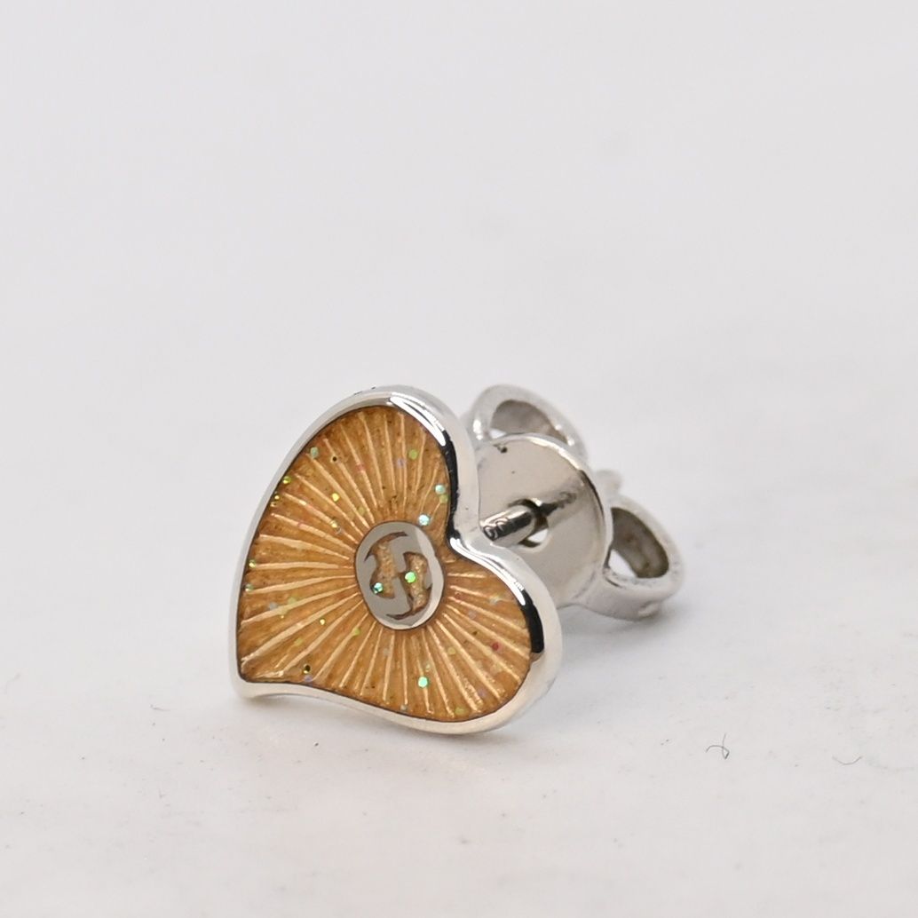 研磨済 GUCCI グッチ シルバー ハート アイボリー ピアス 片耳用 Ag925