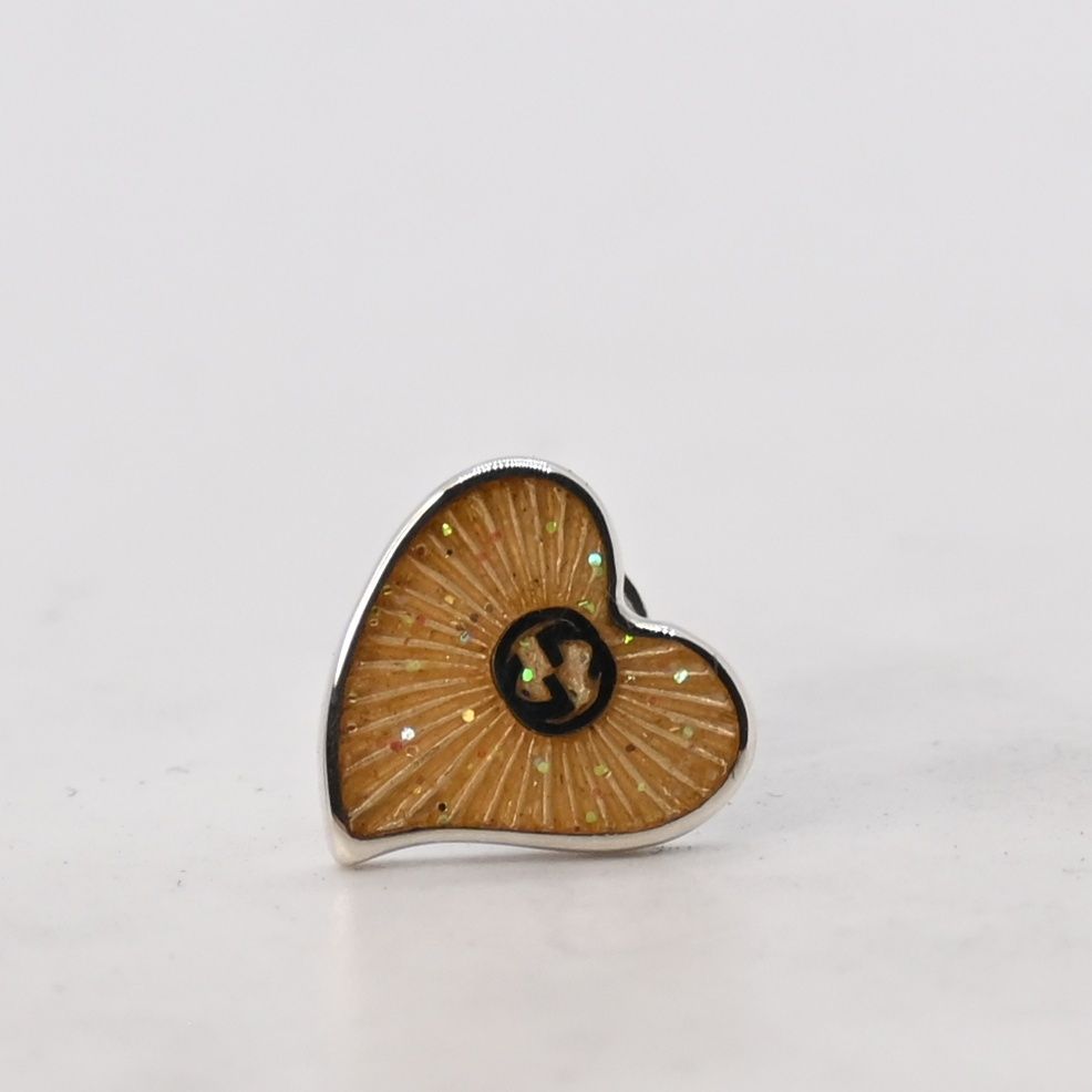 研磨済 GUCCI グッチ シルバー ハート アイボリー ピアス 片耳用 Ag 925