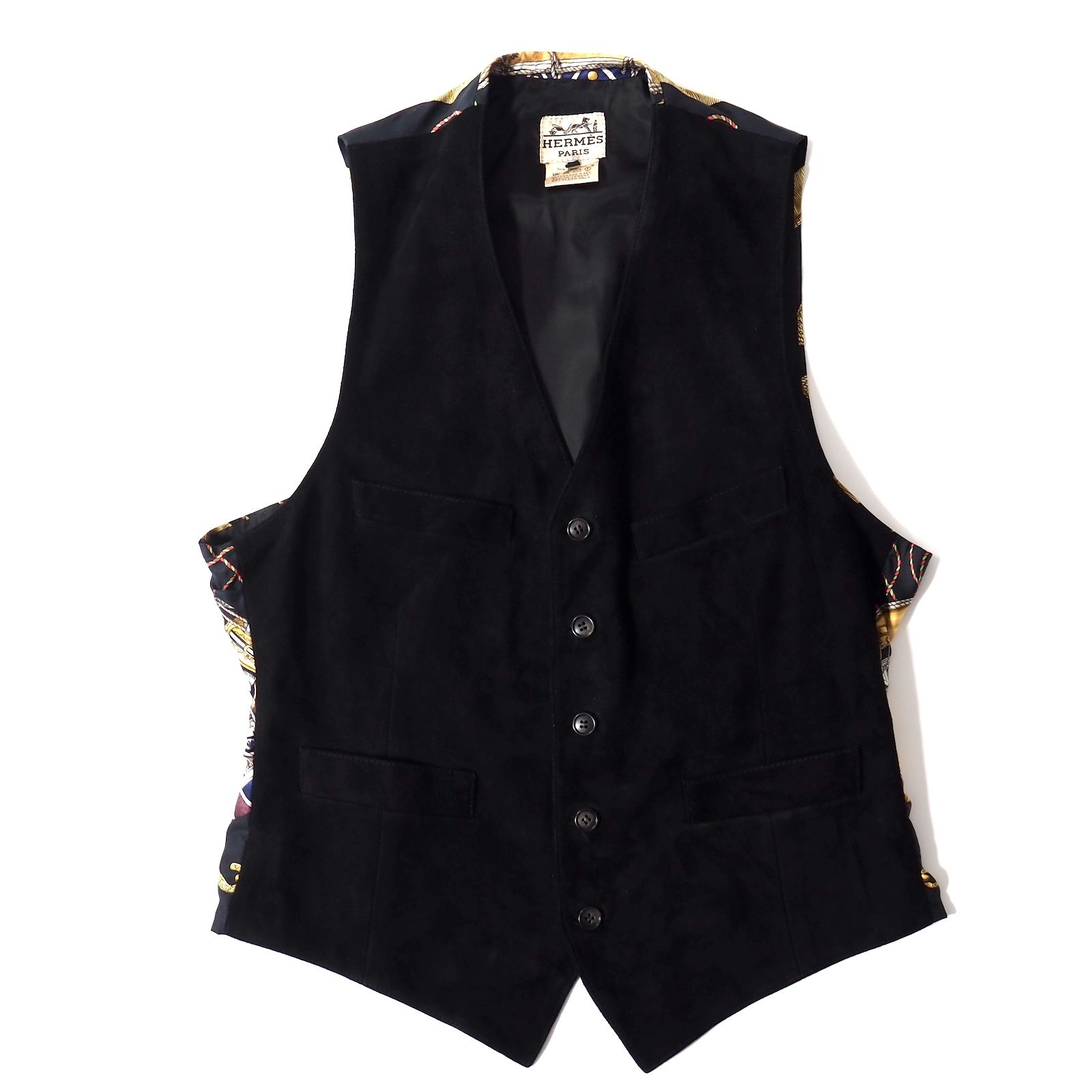 美品 エルメス HERMES ヴィンテージ スカーフ柄 シルク スエードレザー