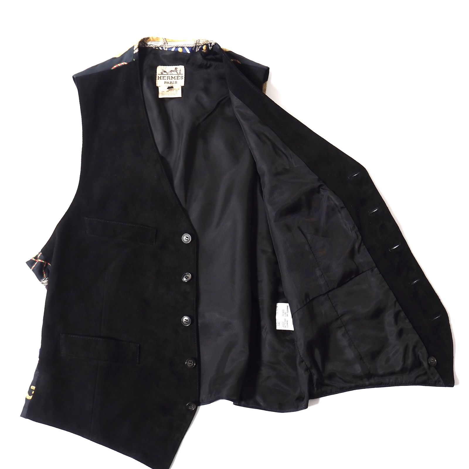 美品 エルメス HERMES ヴィンテージ スカーフ柄 シルク スエードレザー