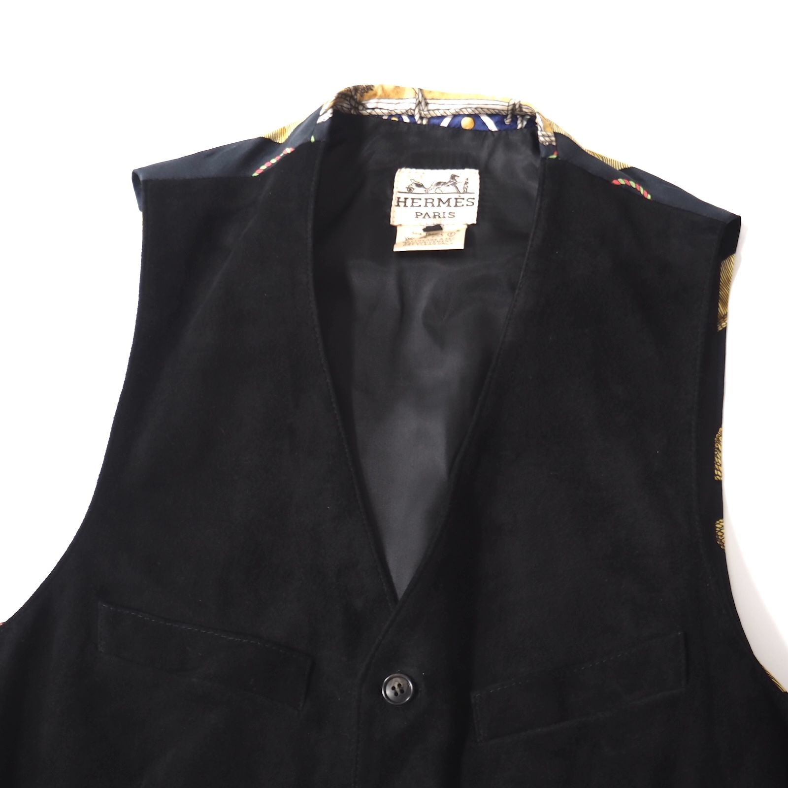 美品 エルメス HERMES ヴィンテージ スカーフ柄 シルク スエードレザー