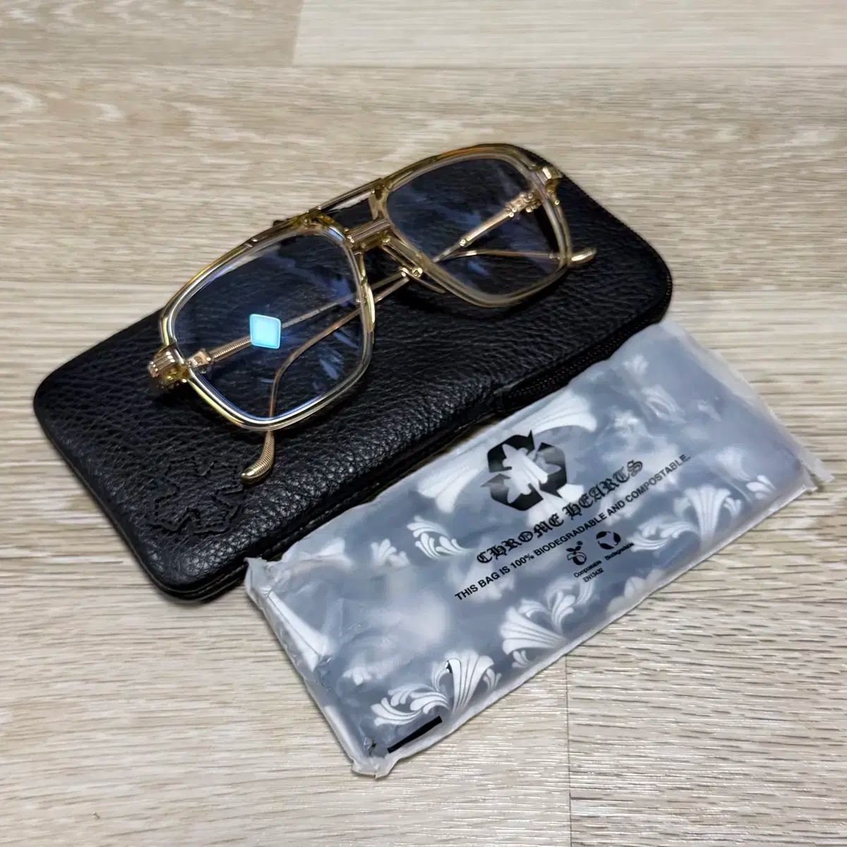 S 級 57mm CHROME HEARTS クロムハーツ イニット fruity mellow GOLD ツーブリッジ ボーイング メガネ