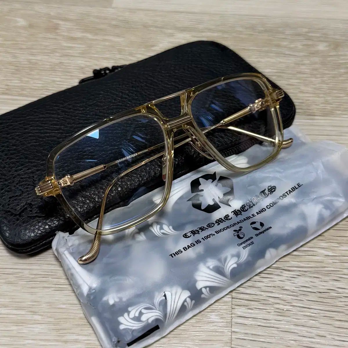 S 級 57 mm CHROME HEARTS クロムハーツ イニット fruity mellow GOLD ツーブリッジ ボーイング メガネ