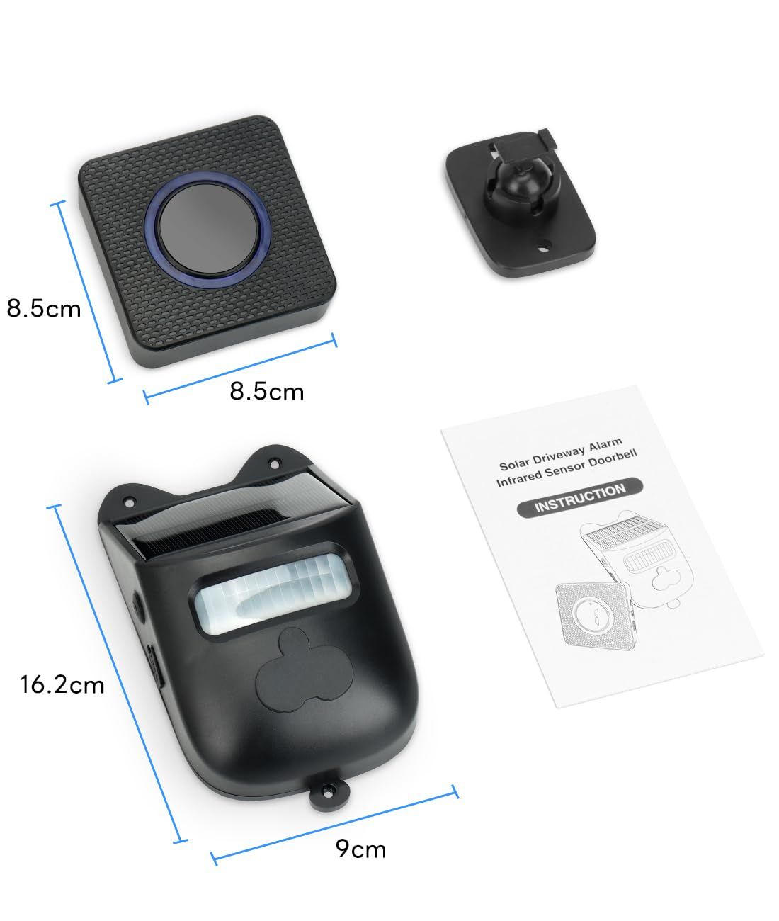 ワイヤレスチャイム 人感センサー ドアベルアラーム 4段階の音量 赤外線センサー 38種類の呼出音楽 ドアベル ドア周り防犯用品 防犯センサー 非接触 コードレス 防水 電池不要 音量調節 ドアチャイム 感度調節 盗難防止 屋外防犯 会社 自宅