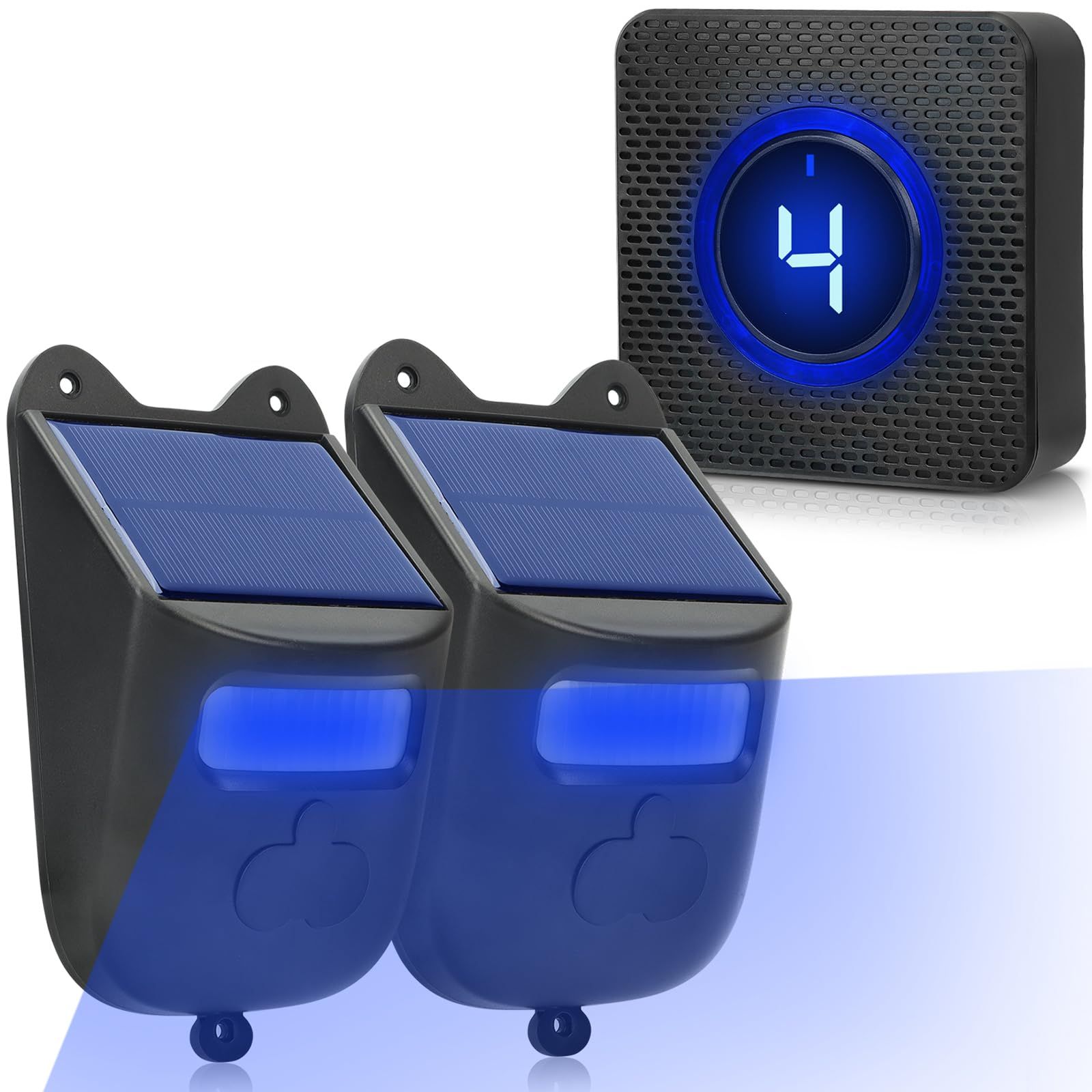 ワイヤレスチャイム 人感センサー ドアベルアラーム 4段階の音量 赤外線センサー 38種類の呼出音楽 ドアベル ドア周り防犯用品 防犯センサー 非接触 コードレス 防水 電池不要 音量調節 ドアチャイム 感度調節 盗難防止 屋外防犯 会社 自宅