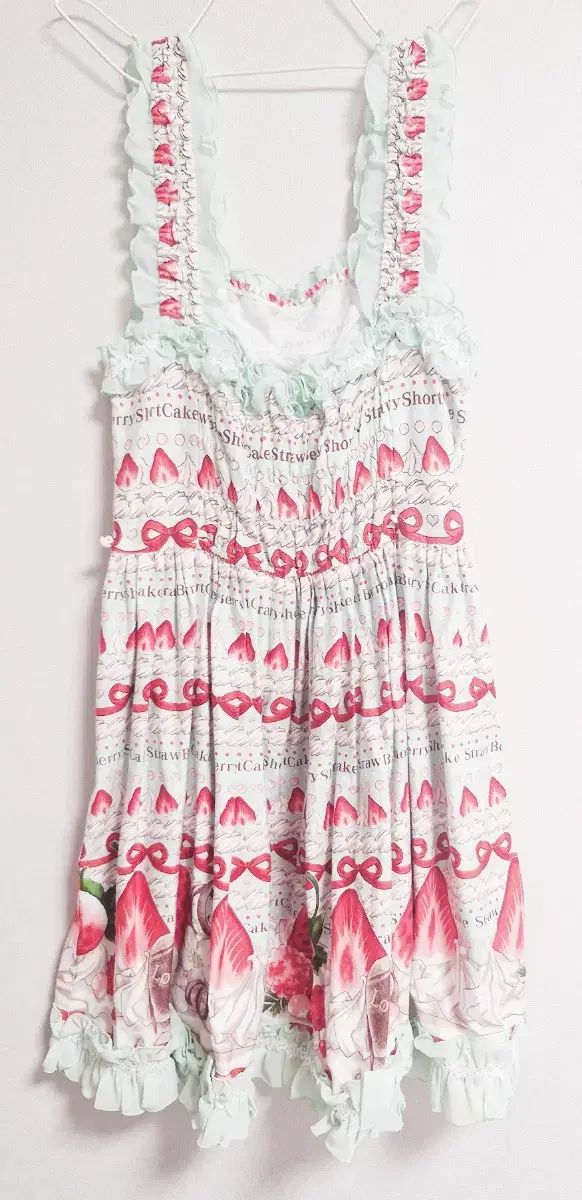 ボディライン いちご チョコ ケーキ キャミONE PIECE ドット ミント