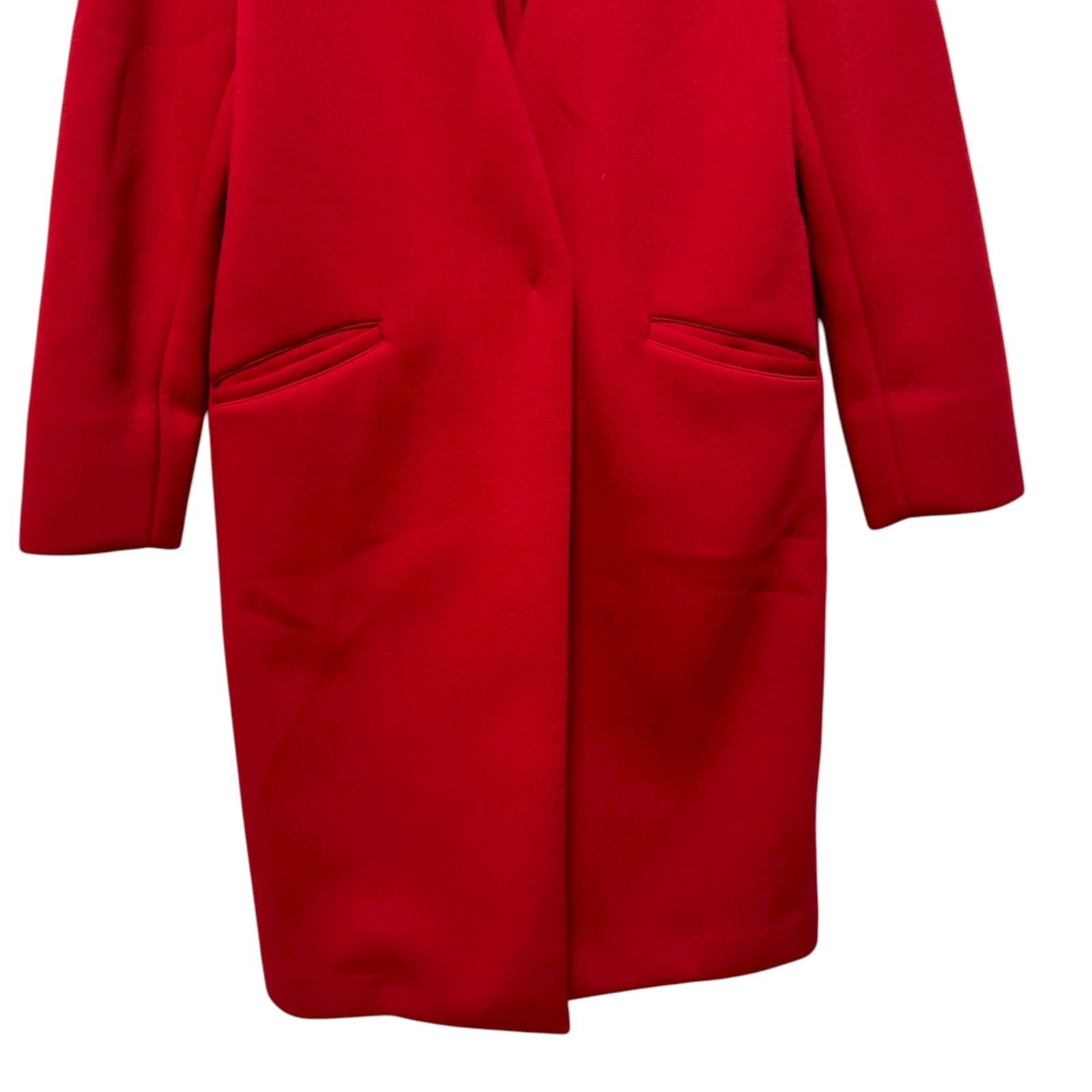 PLST プラステ スポンジリバーカラー レスコート ロングコートレッド S