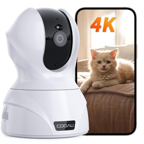 メーカー2年保証 臨場感溢れる800万画素 健康状態を見守り COOAU ペットカメラ iphone対応 見守りカメラ 8MP WDR画面補正 5G 2.4GWi-Fi 有線LAN対応 監視カメラ 防犯カメラ 夜間暗視 360°PT 1802c0cd