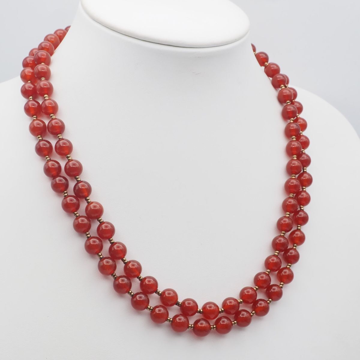 H277 レッドアゲート 赤瑪瑙 メノウ ロング ネックレス シルバー