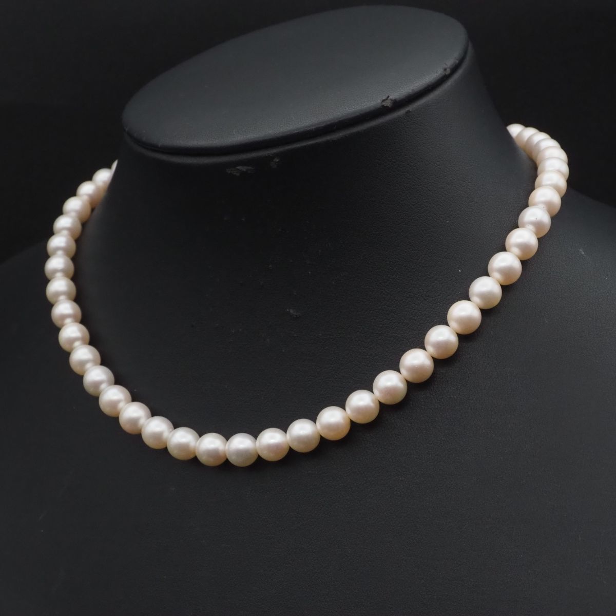 H392 本真珠 7.3mm珠 パール SILVER刻印 ネックレス デザイン