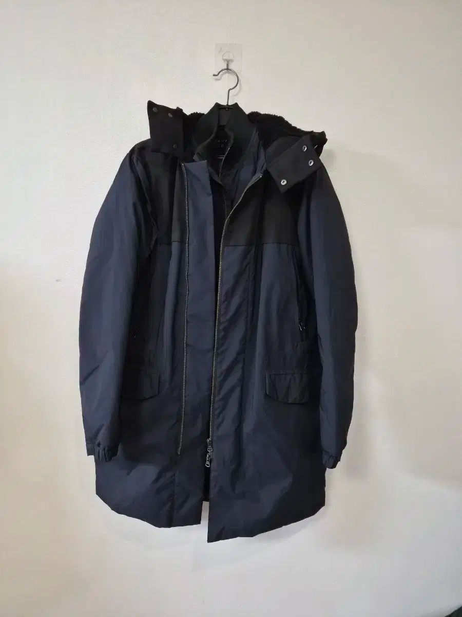 セオリー ネイビー ブラック フード ロング ダウン コート 100