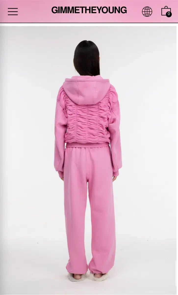 キムミダヨン シャーリング クロップド フードジップアップ