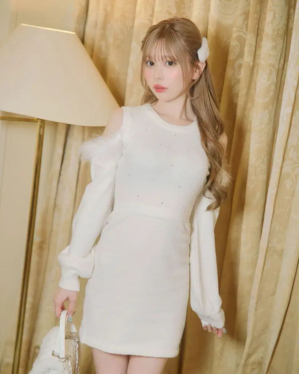 ミシェルマカロン ファー キュービック ニット スナ系 ONE PIECE 日本ブランド