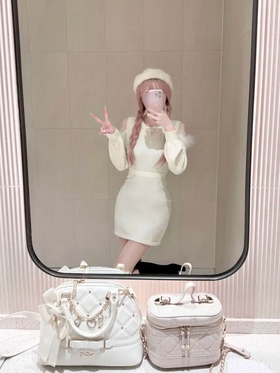 ミシェルマカロン ファー キュービック ニット スナ系 ONE PIECE 日本ブランド