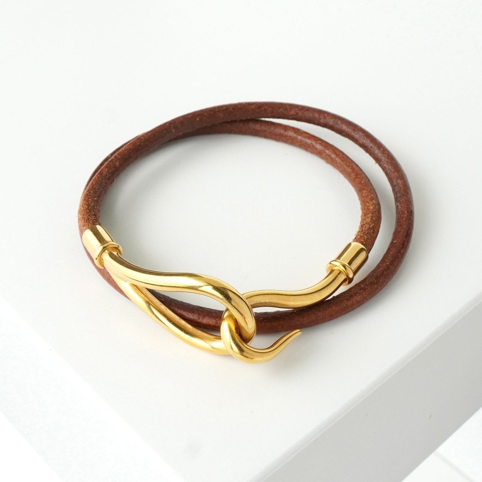 2905-10 保存箱付き✨HERMES ブレスレット　ジャンボ チョーカー HERMES エルメス ジャンボチョーカー ブレスレット 二重巻き ブラウン