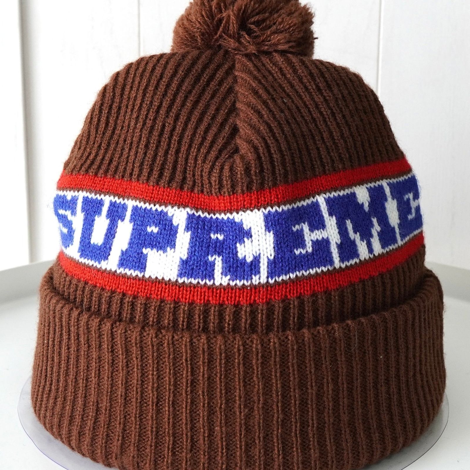 シュプリーム 2024AW Big Stripe Beanie ニット帽 ブラウン - メルカリ
