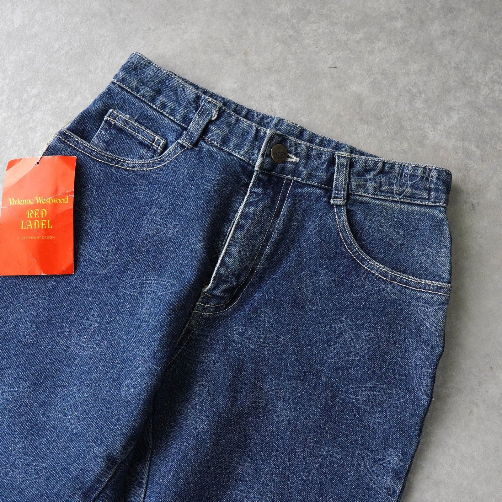 【新品未使用】ヴィヴィアンウエストウッド/ペイントユーズド加工デニム/ブルー/L 新品未使用】ヴィヴィアンウエストウッド/ペイントユーズド加工デニム