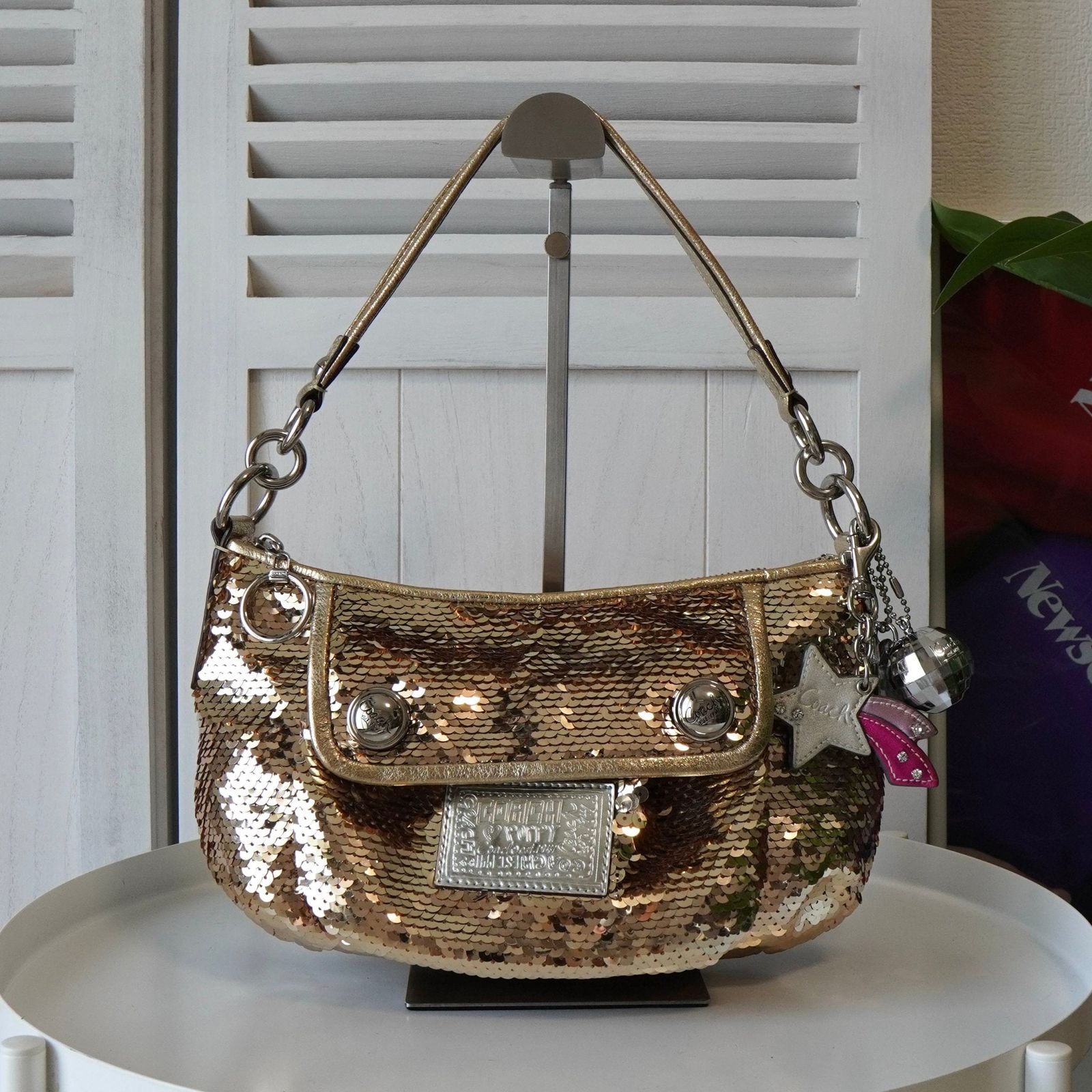 希少✨コーチ 2way ポピー スパンコール ピンク 2WAY ショルダーバッグ