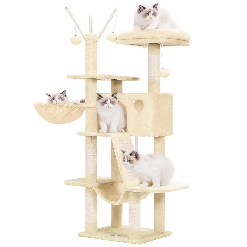 Hey-brother キャットタワー スリム 省スペース 猫タワーおしゃれ 登り