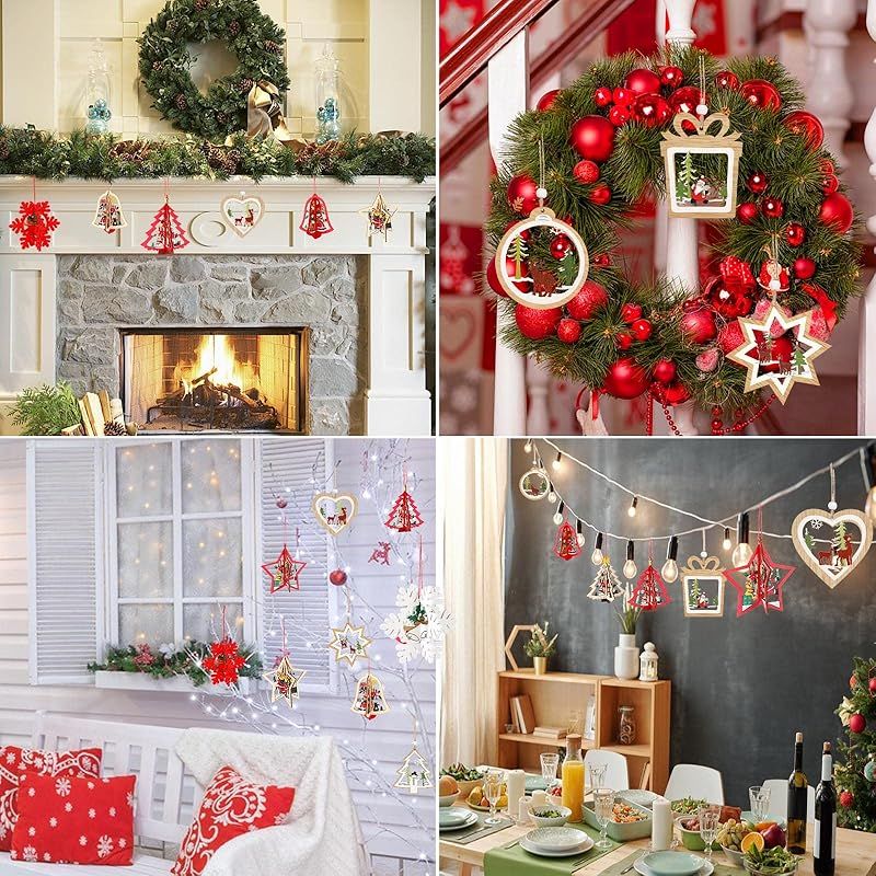 ♦☆*クリスマス飾り**☆♦ JANLOFO 14個セット クリスマスツリー オーナメント 木製 クリスマス