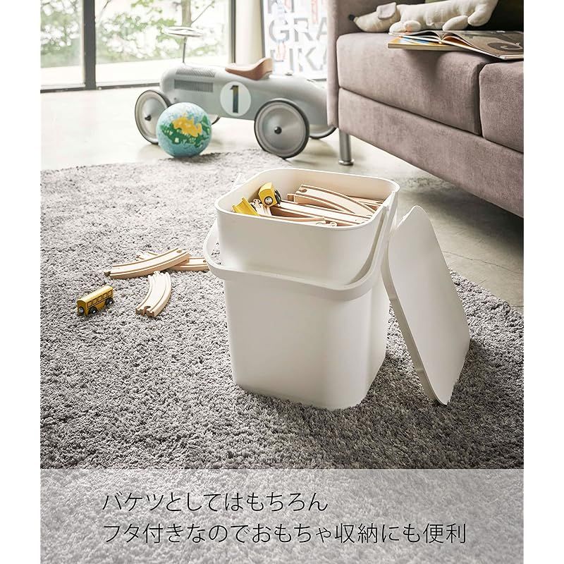 山崎実業(Yamazaki) フタ付 バケツ 12L ホワイト 約W27.5XD26.5XH28cm