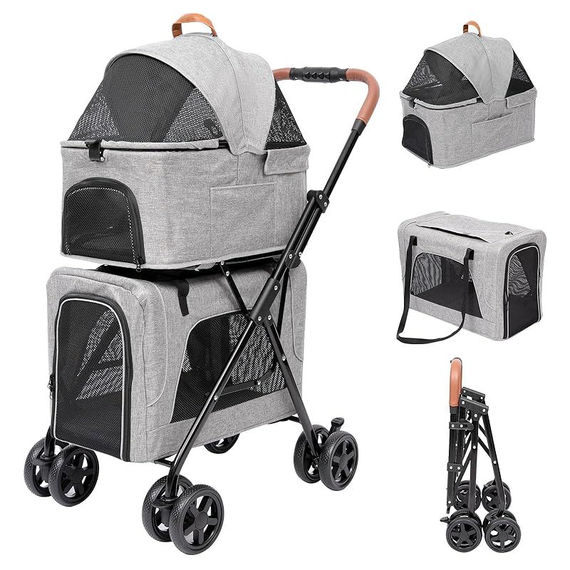 PETTOM ペットカート 2段式の上下段セット 多頭 猫 犬 小型犬 中型
