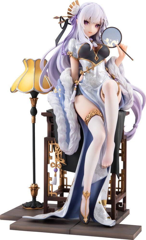 角川 Re ゼロから始める異世界生活 小像 PVC 1 7 エミリア 優美 Ver.24cm