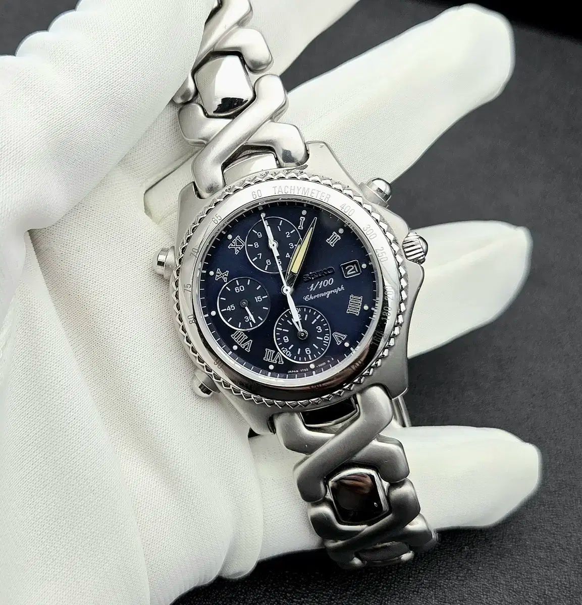 SEIKO 100分の1秒 7T52 クロノグラフ クオーツ 時計