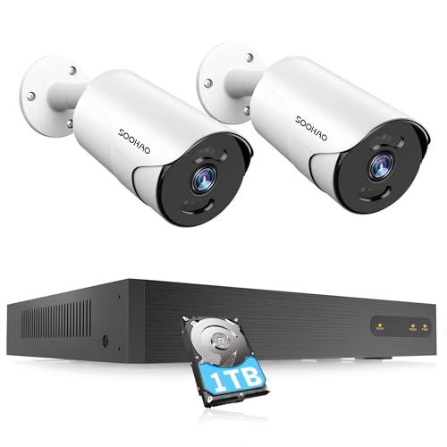 500万画素 AI人体検出 暗視 SOOHAO 防犯カメラ poe給電 監視カメラ 防犯カメラセット 有線 1920 P 双方向音声 H 265 録音 録画 IP 66防水防塵 遠隔監視 屋内 屋外 8台まで増設可 poeカメラ 060 a 49 cf