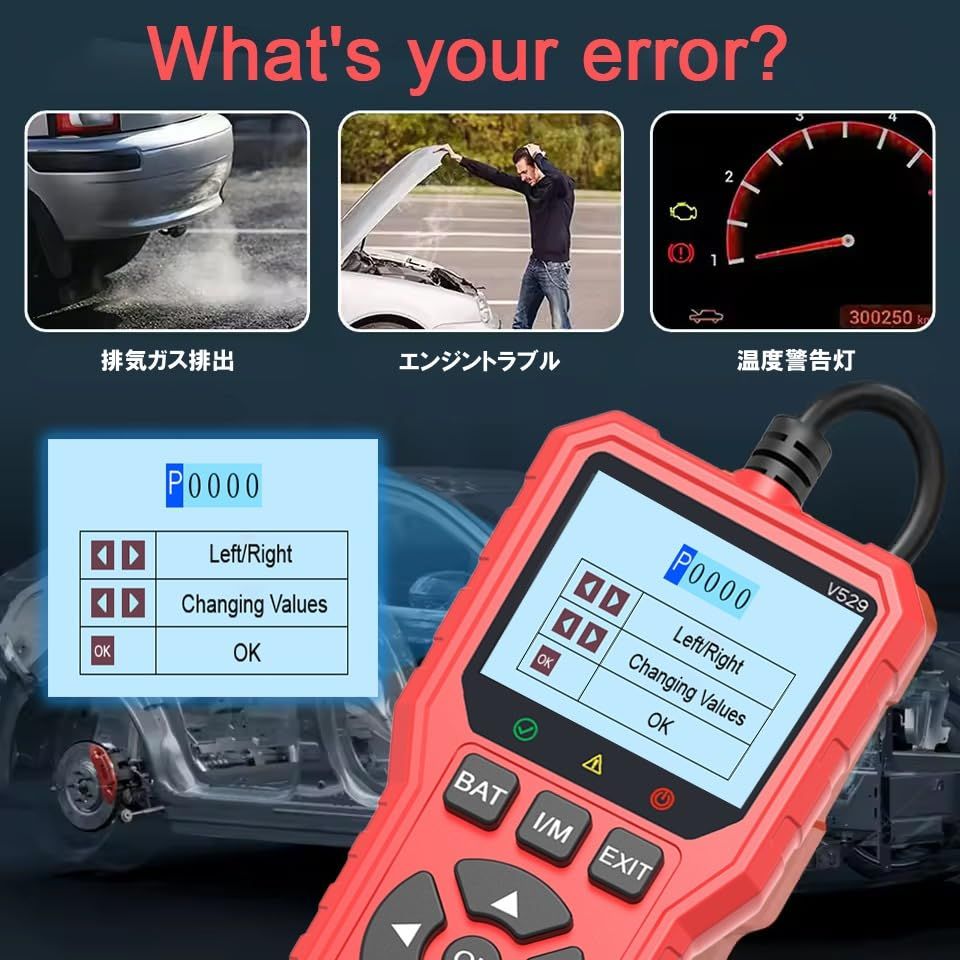 QISI公式 OBD2 故障診断機 日本語対応 車両診断スキャナー エンジンチェックランプ消去 多国語内蔵マニュアル付き OBDスキャンツール 赤 da537f1d WWW_OPDRERGINERDOGAN_COM