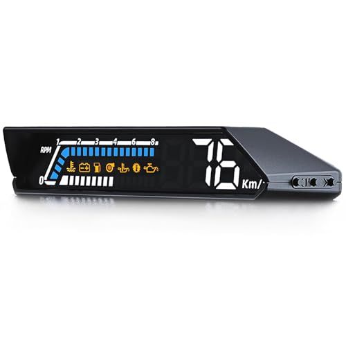 wiiyii obd2マルチメーター タコメーター マルチメーター 車 ヘッドアップディスプレイ デジタルHUD アラーム機能付き d6664835