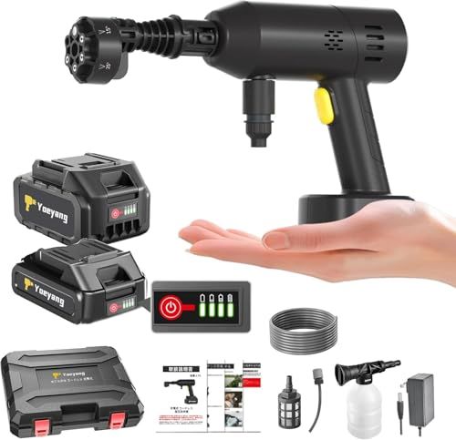 高圧洗浄機 8.5 MPa強化版 超軽量560 g 監修 ミニ高圧洗浄機 コードレス 充電式 出水量20％拡大 残量表示 PSE認証済み バッテリー 合計容量30000 mAh マキタバッテリー互換 5 m超柔軟ホース 多機 a 4 aee 7 dd