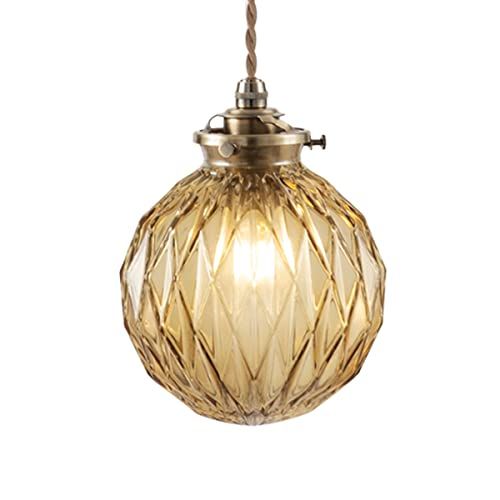 ぼん家具 ペンダントライト ガラス 北欧 LED 天井照明 照明器具 1灯 アンティーク カフェ 吊り下げ灯 照明 内玄関 おしゃれ アンバー a28c2dfe
