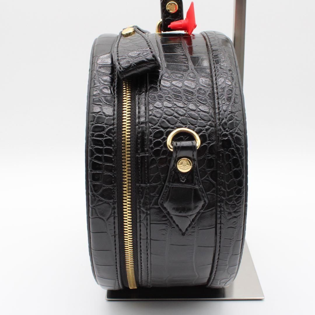 【極美品】ヴィヴィアンウエストウッド 2way ハンドバッグ オーブ 型押し 黒 極美品✨ヴィヴィアンウエストウッド 2way ハンドバッグ オーブ レザー 黒