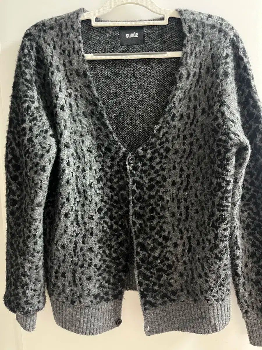 スウェード LEOPARD CARDIGAN BLACK