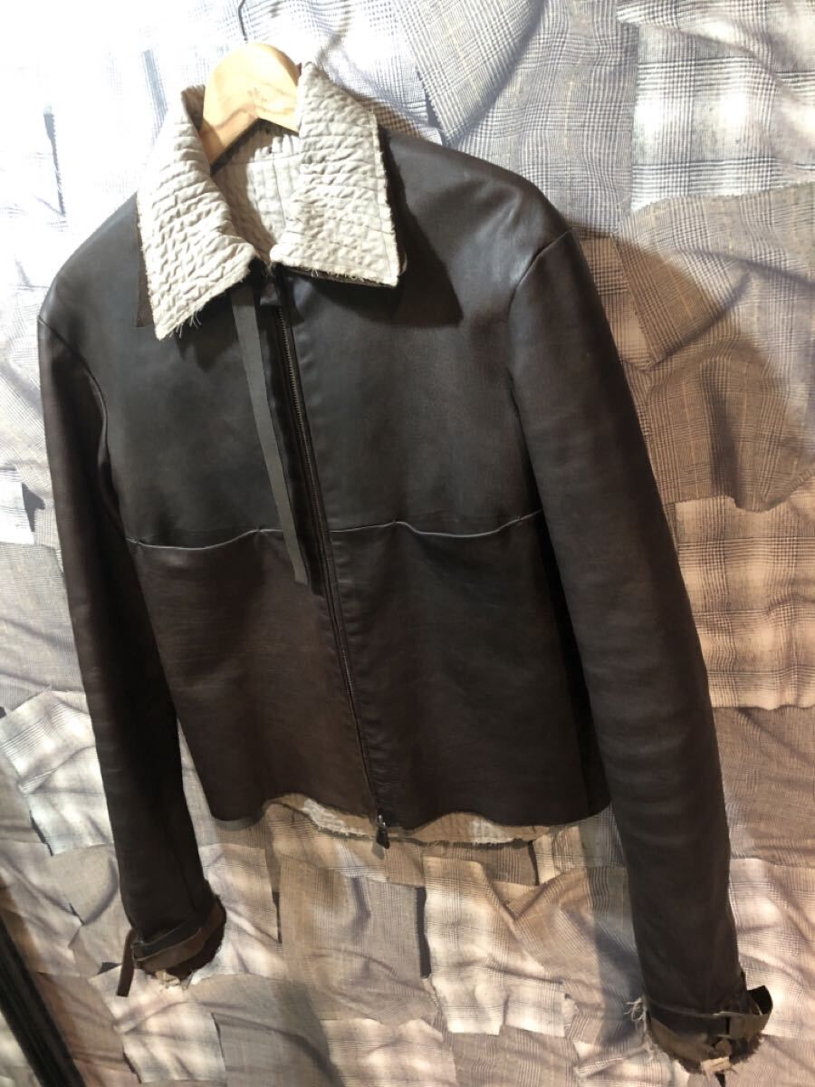 福岡 m.a エム エー クロス レザージャケット ma ブルゾン ライダース ブラウン 定価約５０万円 FK