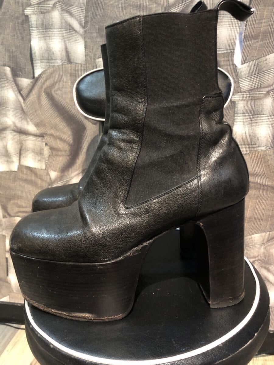 福岡 Rick Owens リックオウエンス LEATHER KISS BOOTS レザー キスブーツ サイドゴア サイズ41 ヒールブーツ ブラック FK