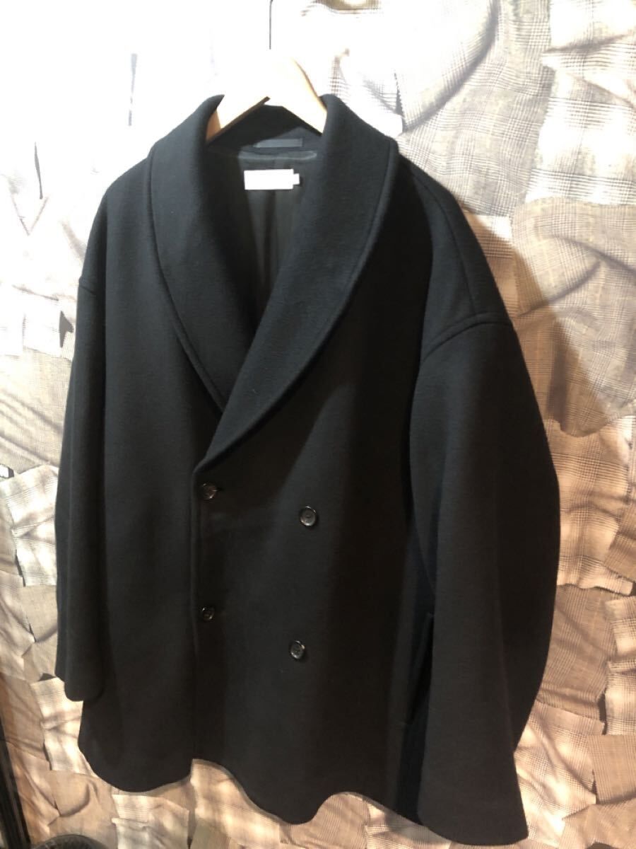 福岡 Graphpaper グラフペーパー Light Melton Shawl Collar Coat ライトメルトン コート 表記２ GM233-10297B Black FK