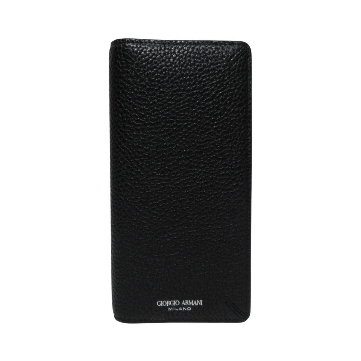 メンズ ジョルジオ アルマーニ トリヨンレザー長財布ブラック