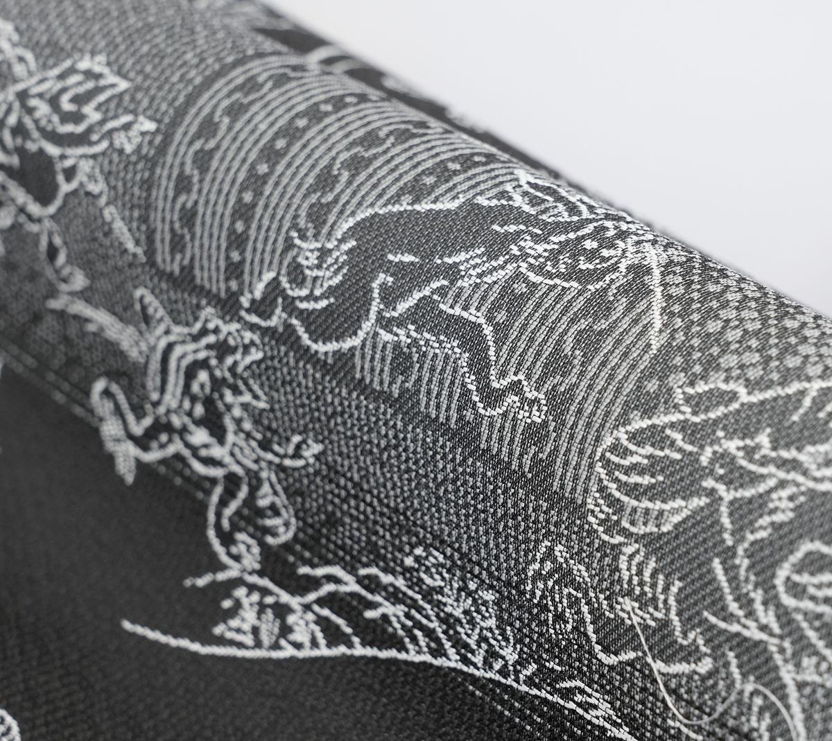 九寸名古屋帯 黒×グレー